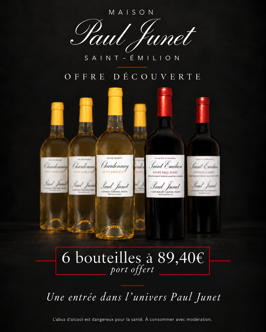 Coffret Panaché Découverte — 6 bouteilles (4 blancs · 2 rouges), port offert