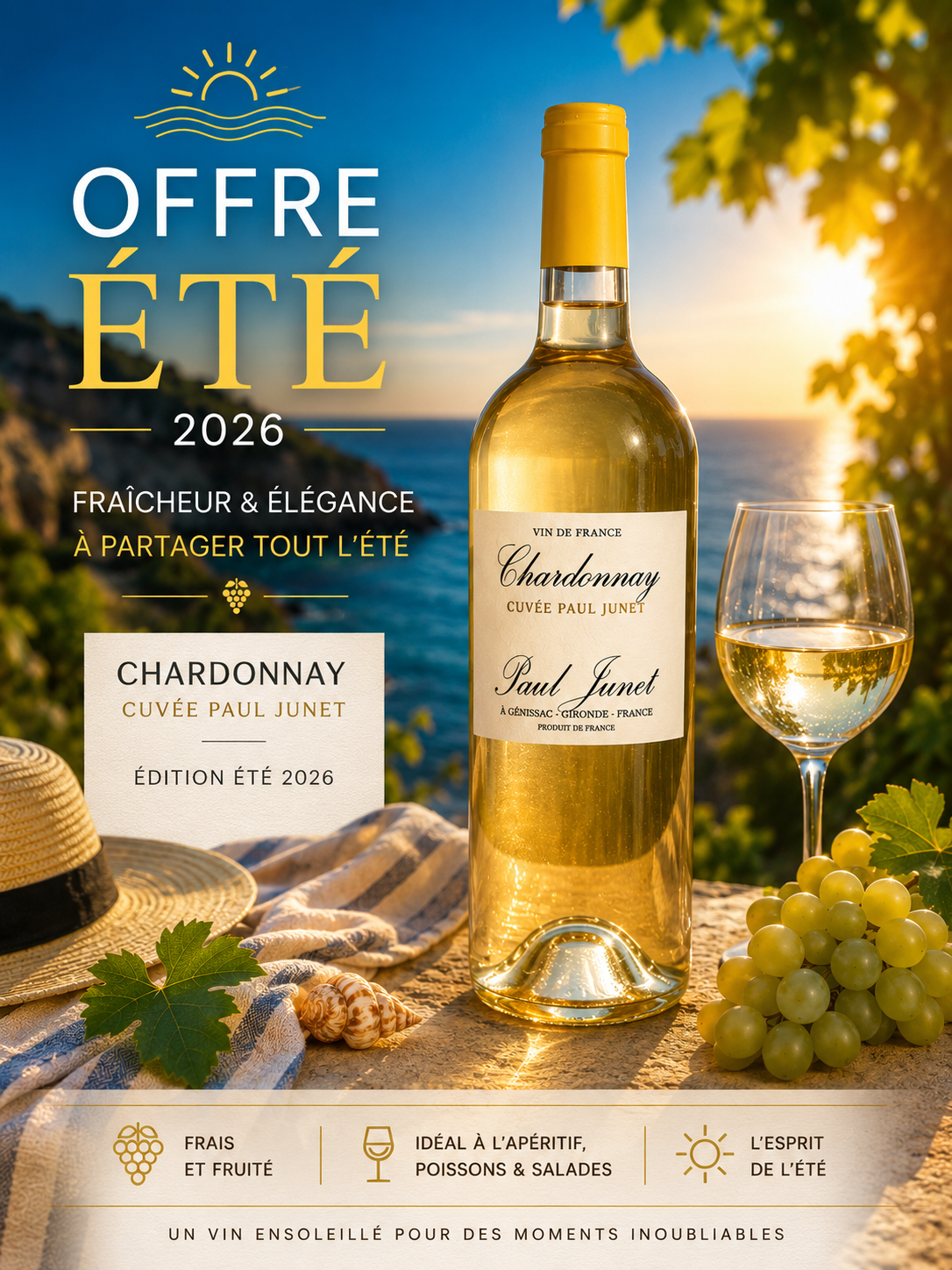 Carton de 6 - Chardonnay Cuvée Paul Junet 2024 - Offre Été 2026 (port offert)